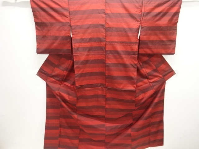 JAPANESE KIMONO / SILK / HAND WOVEN TSUMUGI / STRIPE